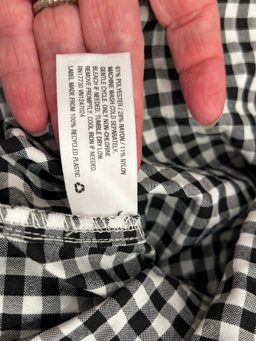 a new day Black & White Gingham Peasant Top - Picture 4 of 6